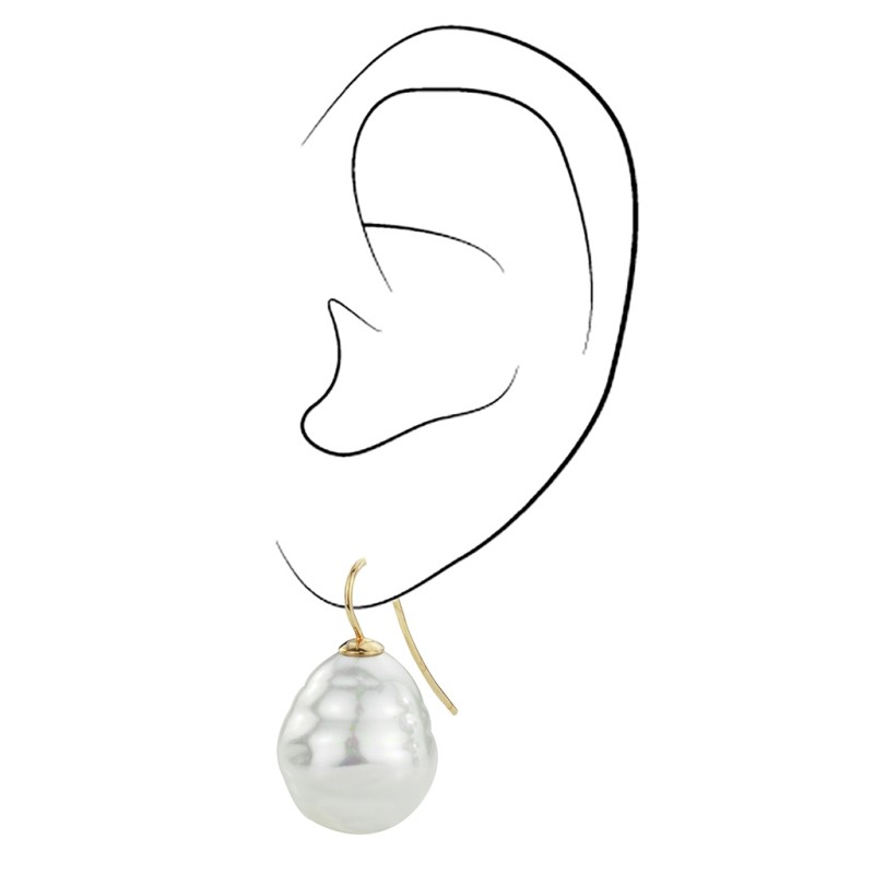 Traveller Drop Earrings - Baroque Pearls - 20x17 mm - White - 22ct Gold plated - Gold-coloured - 31x17 mm