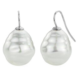 Traveller Ohrhänger - Silberfarben - Barock Perle -20x17 mm - Weiß - Platiniert - 31 mm - 119004