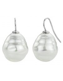 Traveller Earrings - Drop Earrings - Silver coloured - Baroque Pearls - White...