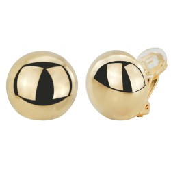 Traveller Clip-on Earrings - Gold coloured - Half Round - Sphere - Gold Plated - 19 mm - 156008