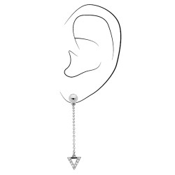 Traveller Drop Clip Earrings - Silver Coloured - Crystals - Paltinum Plated - 45x8 mm - 157465