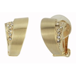 Traveller Ohrclips - Goldfarbe - Preciosa Kristalle - Matt - Vergoldet - 14x8 mm - 157472