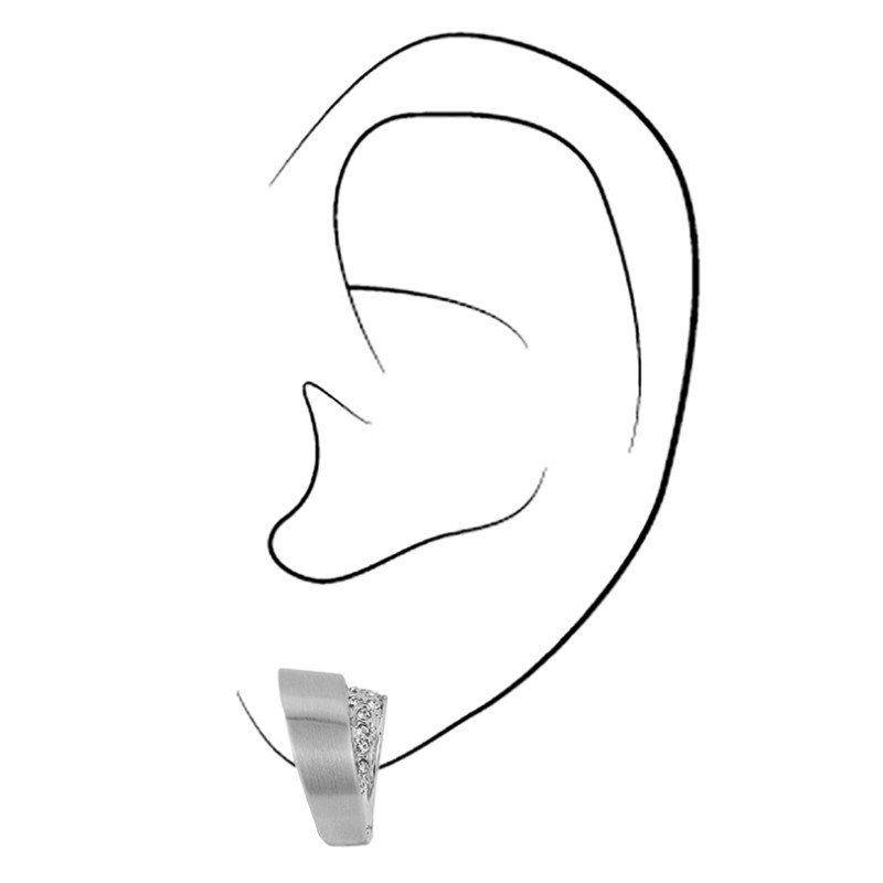 Traveller Ohrclip - Silberfarben - Kristalle - Matt - Platiniert - 14x8 mm - 157473