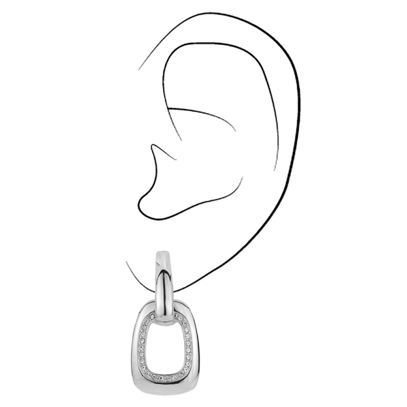 Traveller Clip Oorbellen - Hangers - Zilverkleurig - Kristallen - Geplatineerd - 30x15 mm