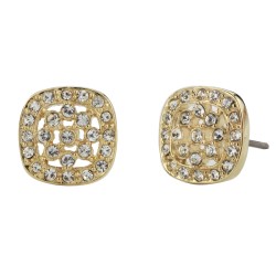 Traveller Ohrstecker - 22kt Vergoldet - Kristalle - Quadrat - Ø10 mm