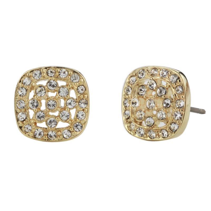 Traveller Ohrstecker - 22kt Vergoldet - Kristalle - Quadrat - Ø10 mm - 157478