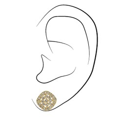 Traveller Pierced Earrings - 22ct Gold Plated - Crystals - Square - Ø 10mm - 157478