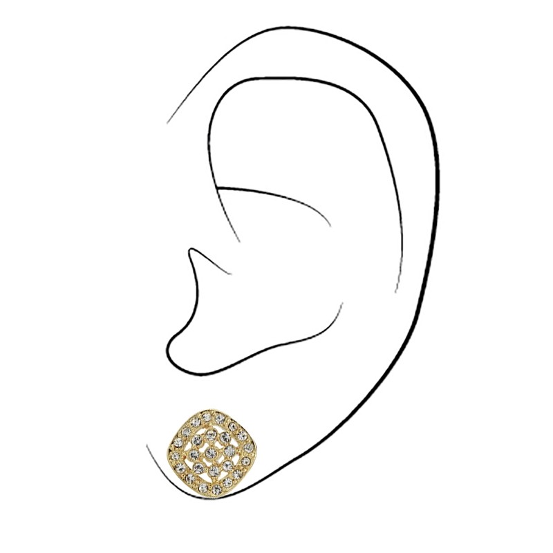 Traveller Oorstekers - 22kt Verguld - Kristallen - Vierkant - Ø 10mm - 157478