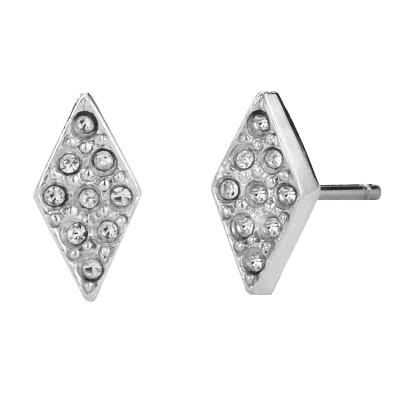 Traveller Ohrstecker - Silberfarben - Kristalle - Diamantform - Platiniert - 9x5mm - 157497