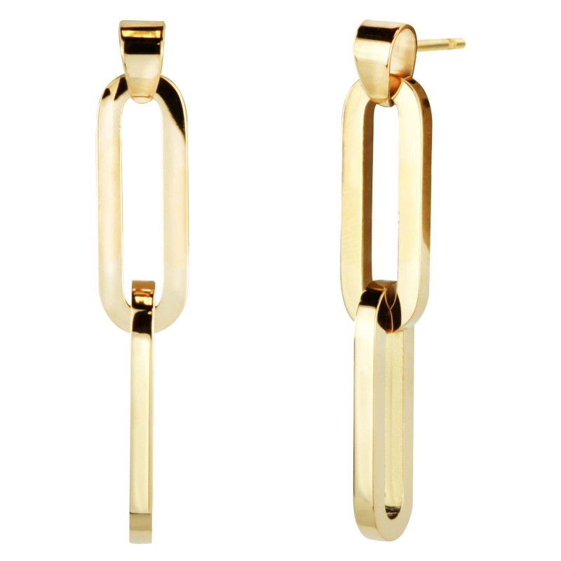 Traveller Ohrhänger - Goldfarben - Edelstahl - Vergoldet - Glieder - 38x7 mm - 181105