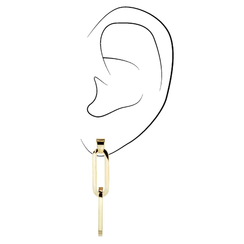 Traveller Drop Earrings - Gold Coloured - Stainless Steel - Gold Plated - Links - 38x7mm - 181105
