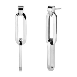 Traveller Drop Earrings - Silver Coloured - Stainless Steel - Links - 38x7mm - 181106