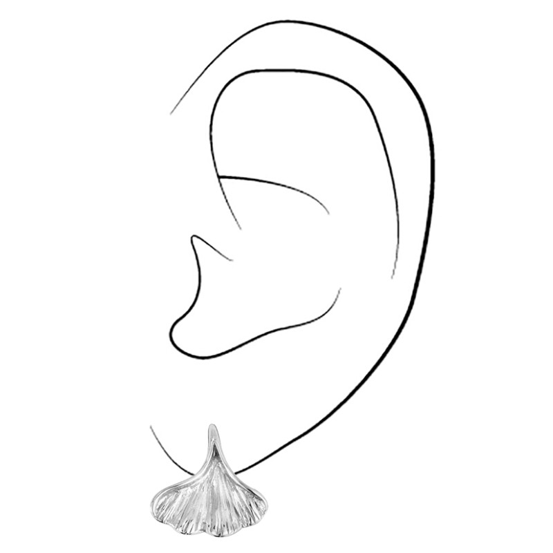 Traveller Oorstekers - Zilverkleurig - Edelstaal - Ginkgo - 16x15mm