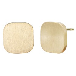 Traveller Earrings - Gold Plated - Stainless Steel - Square - Matt Finish - 10x10 mm