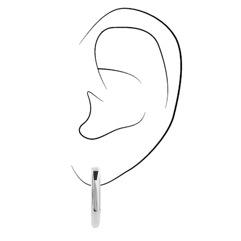 Traveller Hoop Earrings - Stainless Steel - Silver-coloured - 14 mm