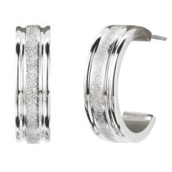 Traveller Hoop Earrings - Silver Coloured - Stainless steel - Shiny - Glitter effect - Ø 20mm - 181137
