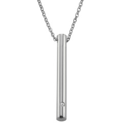 Traveller Necklace with Urn Pendant - Ash Pendant - 45mm - Stainless Steel - Zirconia - 45-50cm