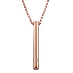 Traveller Necklace with Urn Pendant - Ash Pendant -45mm - Stainless Steel - Rosé Gold Plated - Zirconia -45-50cm