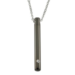 Traveller Collier mit Urnenanhänger - Aschenanhänger - 45mm - Schwarz - Edelstahl - Zirkonia - 45-50cm - 181141