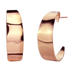 Traveller Hoop Earrings - Stainless Steel - Rosé Gold Plated - 30 mm - 182041
