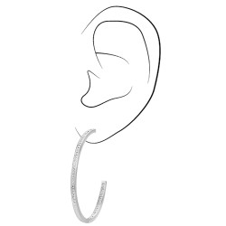 Traveller Hoop Earrings -  Silver coloured - Stainless Steel - Preciosa Crystals - 40 mm - 182042