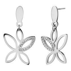 Traveller Drop Earrings - Butterfly - Stainless Steel - Crystals - 35x18mm - 182059