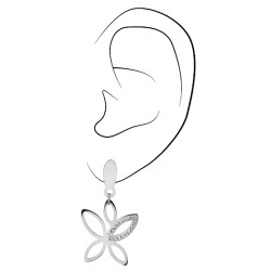 Traveller Drop Earrings - Butterfly - Stainless Steel - Crystals - 35x18mm