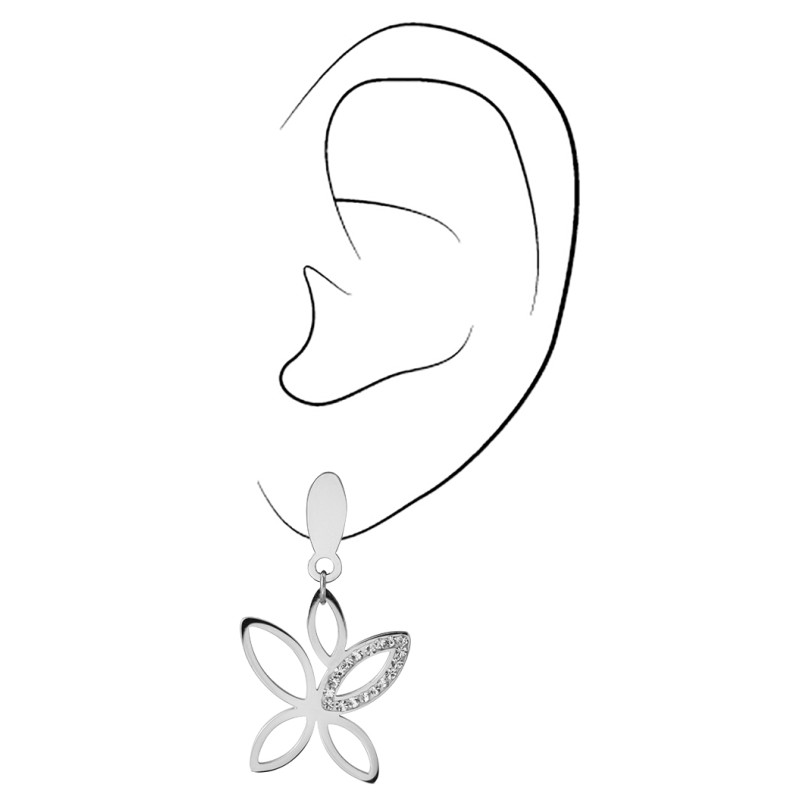 Traveller Oorhangers - Vlinder - Edelstaal - Kristallen - 35x18mm - 182059