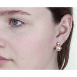 Traveller Clip Oorbellen - Parels - 10 mm - Crème - Preciosa Kristallen - 22kt Verguld - Goudkleurig - 15x10 mm - 113881