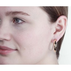 Traveller Clip-on Earrings - Hoops - 22ct Gold plated - Gold-coloured - 25 mm