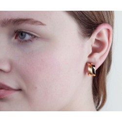 Traveller Clip-on Earrings - 22ct Gold plated - matt/ shiny - Gold-coloured - Wave - 18x9 mm - 155100