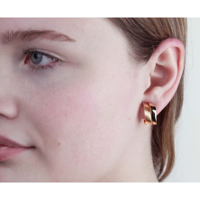 Traveller Clip-on Earrings - 22ct Gold plated - matt/ shiny - Gold-coloured - Wave - 18x9 mm