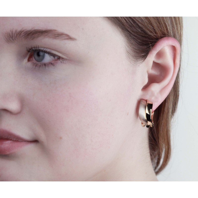 Traveller Ohrclips - Platiniert & 22kt vergoldet - Bicolor - Matt & glänzend- 18x9mm