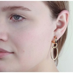Traveller Clip-on Earrings - Drop Earrings - Gold coloured - Shackles / Hoops - Gold plated - 45x15 mm - 157102