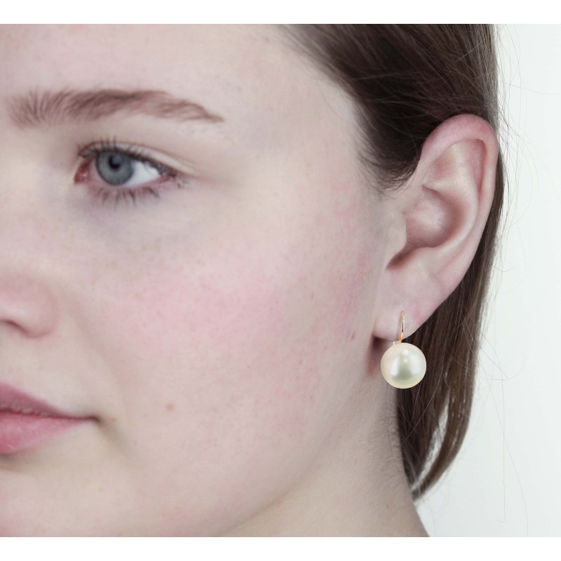 Traveller Drop Earrings - Pearl - 12 mm - White - Gold Plated - 700612