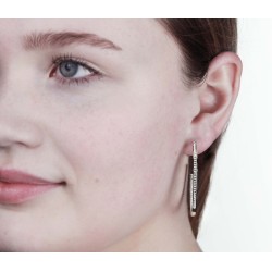 Traveller Hoop Earrings - Silver coloured - Stainless Steel - Preciosa Crystals - 40 mm