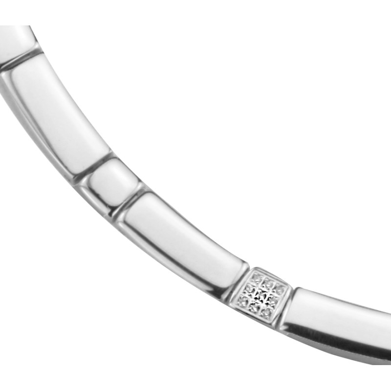 Traveller Dames Ketting - Edelstaal - Zirkonia - 45+1,5 cm