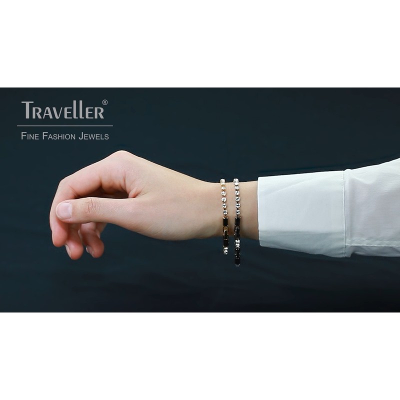 Traveller Armband Dames - Tennisarmband - Goudkleurig - Kristallen - 18-20,5cm