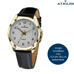 ATRIUM Horloge - Dames - Leer Zwart - Goudkleurig - A11-20