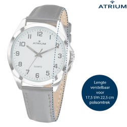 ATRIUM Horloge - Heren - Leer Zwart - Zilverkleurig - A10-10