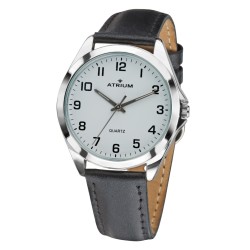 ATRIUM Herren Armbanduhr Leder Schwarz Silberfarben - A10-10