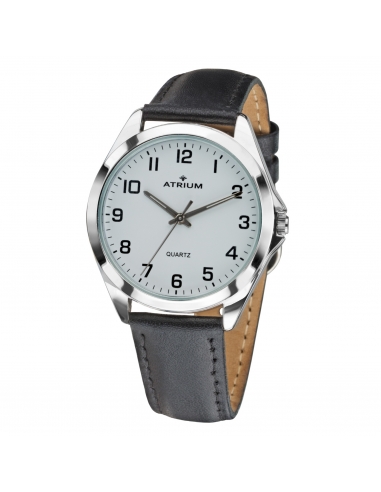 ATRIUM Horloge - Heren - Leer Zwart - Zilverkleurig - A10-10