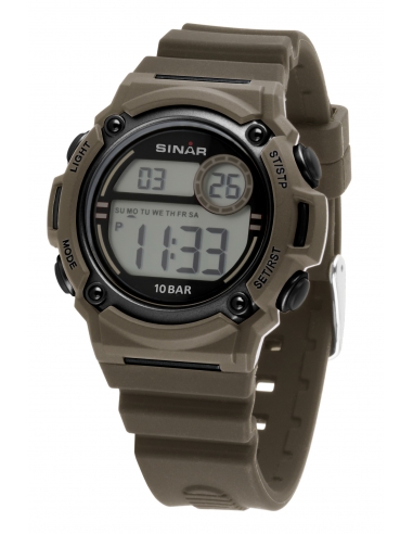 Sinar Siliconen  Jongens Horloge Digitaal bruin 42 mm XE-67-5