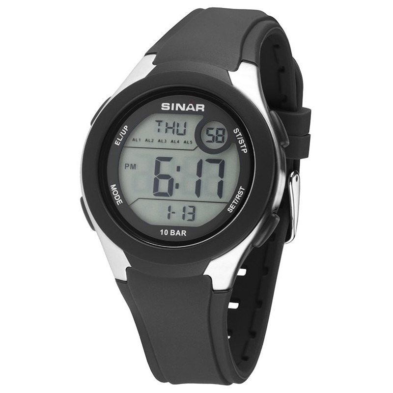 SINAR Digitaal Horloge 43 mm 14,5 - 21 cm Zwart - XV-19-1