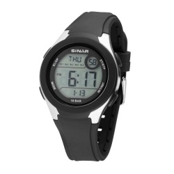 SINAR Digitaal Horloge - Zwart - Verstelbaar Bandje (14,5-21cm) - 10 Bar - 5 Alarmen - Vele Functies - 43 mm