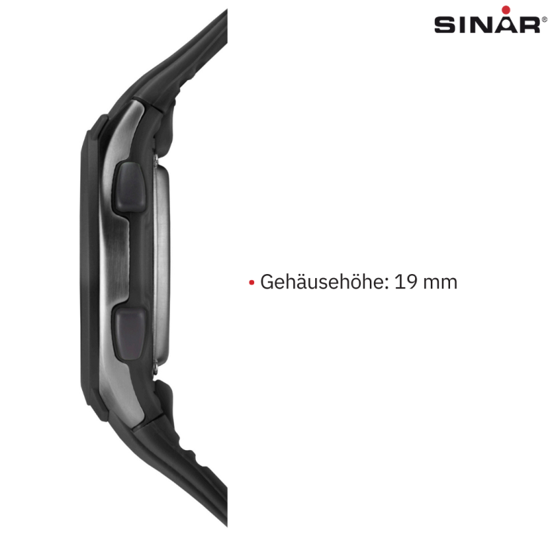 SINAR Digitaal Horloge 43 mm 14,5 - 21 cm Zwart - XV-19-1