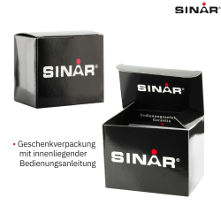 SINAR Digital Uhr - Schwarz - Verstellbares Band (14,5-21cm) - 10 Bar - 5 Alarmen - Viele Funktionen - 43 mm