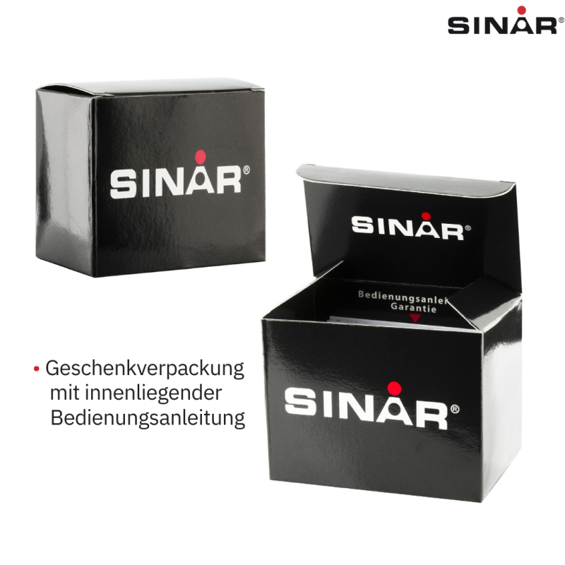 SINAR Digital Uhr - Schwarz - Verstellbares Band (14,5-21cm) - 10 Bar - 5 Alarmen - Viele Funktionen - 43 mm