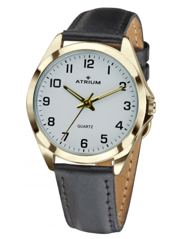 ATRIUM Horloge - Heren - Leer Zwart - Goudkleurig - A10-20
