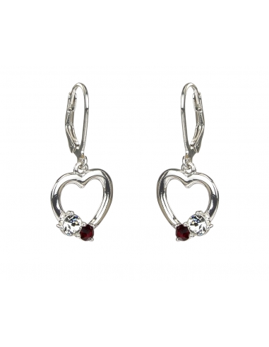 Traveller Girls Drop Earrings Heart - Red crystal - Sterling Silver - 545208